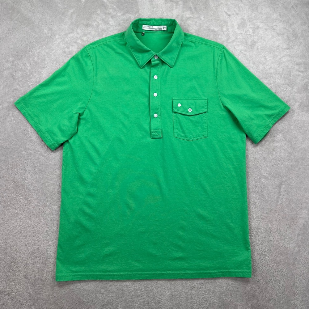 Criquet Polo Shirt Mens Large Green The Players Shirt Pima Cotton Short Sleeve - Picture 2 of 10